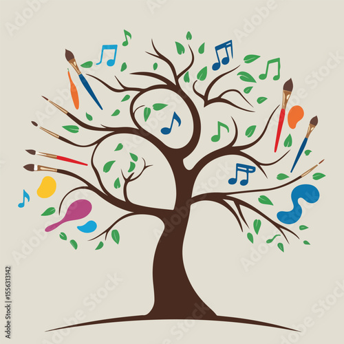 Vector illustration for National Day of Arts in Care Homes with abstract art, elderly creativity, healing symbols, artistic therapy, and intergenerational connection in flat design