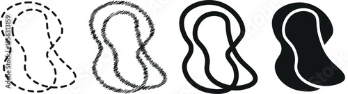 Trendy Black Vector Illustration Set of Abstract Symbolic Shapes and Design Elements — Hand-Drawn Style Art Collection for Modern Creatives