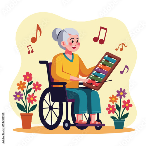 Creative vector design for National Day of Arts in Care Homes featuring abstract emotions, artistic hands, cognitive stimulation, and diverse art styles showing joy, care, and healing through art