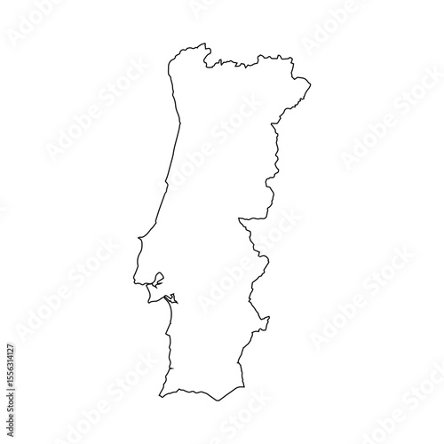 vector map of Portugal isolated on a transparent background, Detailed map of Portugal