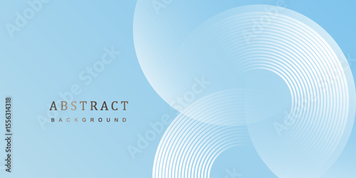 Abstract minimalist banner background, pastel colorful, blue and white gradations. Circle effect style geometric  modern arts