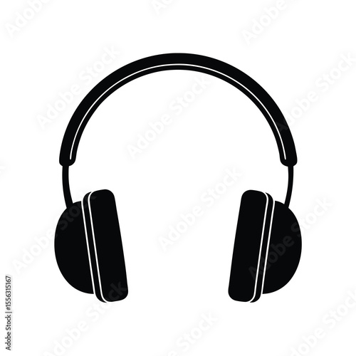 Black and White Headphones Icon Simple black headphones