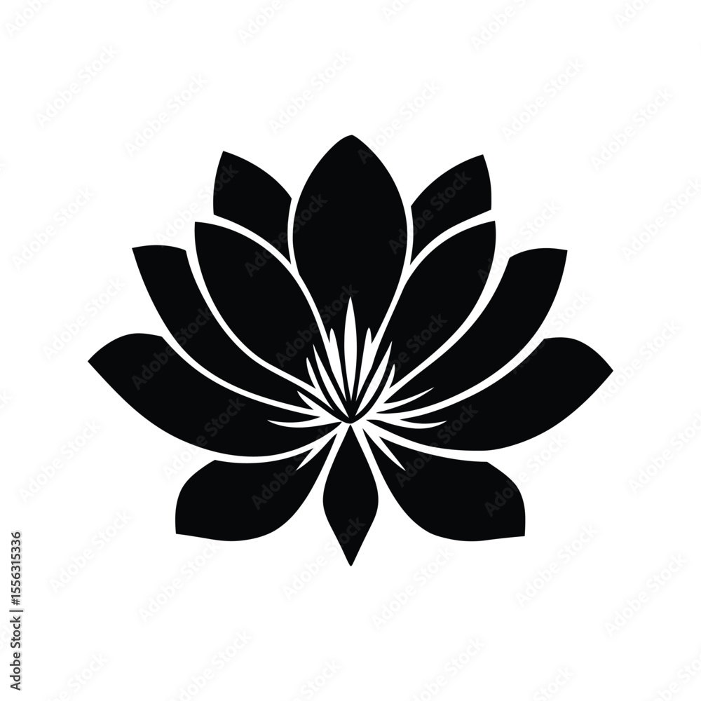 Black Lotus Flower Vector Illustration Simple Elegant Floral Design for Logos Tattoos and More