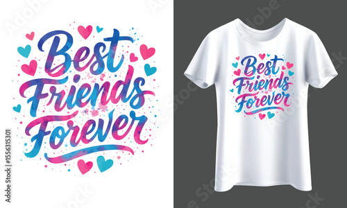 Colorful Friendship Quote Tee | Best Friends Forever Typography