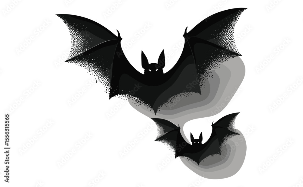 Fototapeta premium Flying Bats Silhouette Vector for Halloween and Horror Themes