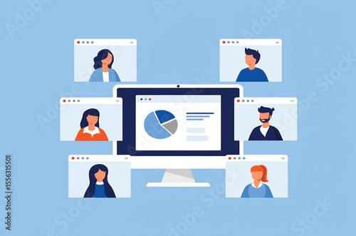 Virtual Team Meeting Online Collaboration & Data Analysis