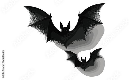 Flying Bats Silhouette Vector for Halloween and Horror Themes

