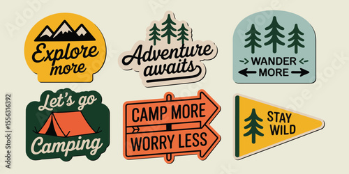 Modern retro outdoors adventure badges

