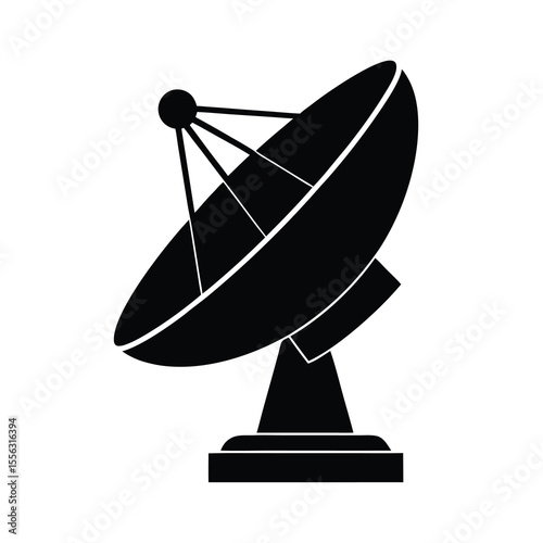 Satellite Dish Antenna Icon Black Silhouette simple black