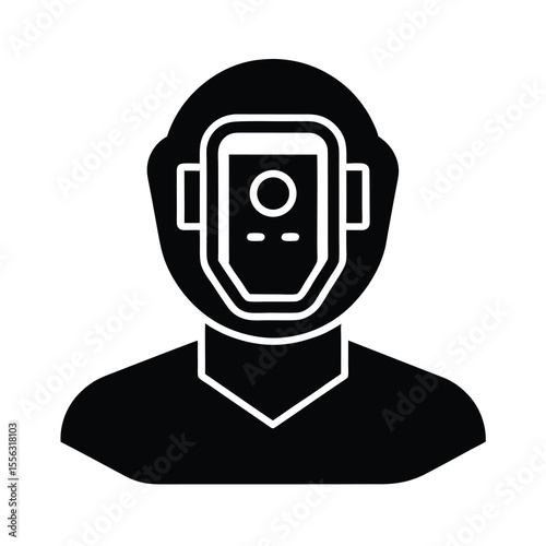 Person with a Head Mounted Device Icon Silhouette