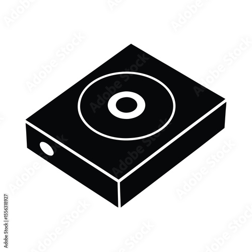 Isometric Icon of External DVD Drive Black and