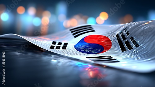 South Korean flag, abstract, digital art