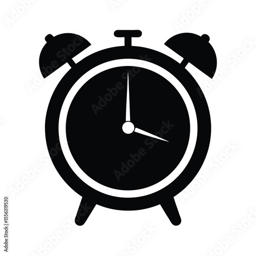 Black and White Alarm Clock Icon Simple alarm