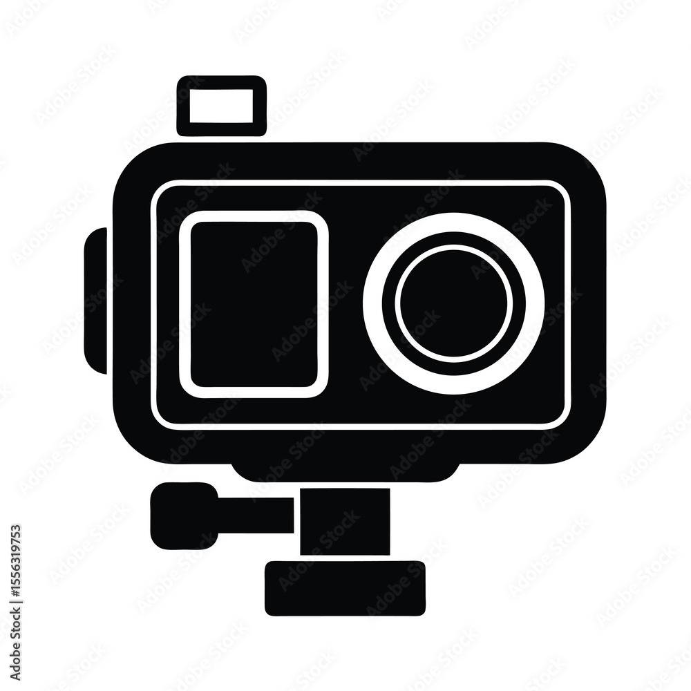 Waterproof Action Camera Icon Black and white icon Waterproof Action Camera Icon Black and white icon