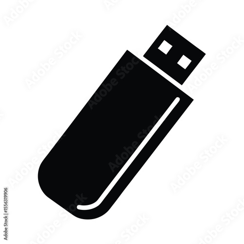 Black Solid Flash Drive Icon Simple black flash