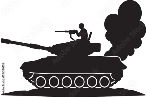 silhouette of a military tank