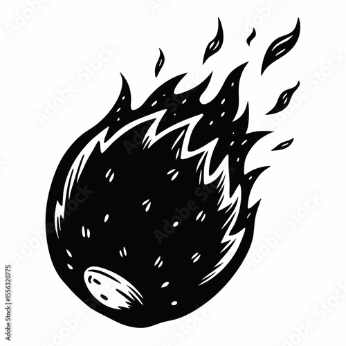 Dynamic Fiery Meteor  Illustration Explosive Comet Design