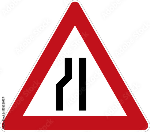 Einseitig (links) verengte Fahrbahn – StVo DE, Vektor (SVG)