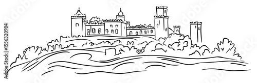 castle on hill with towers and defensive walls
