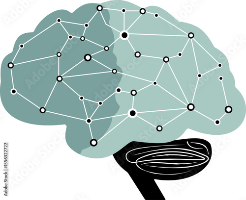 Illustration of brain with neural network connections