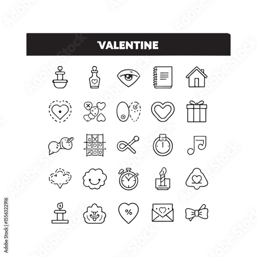 Valentine's Day icons set. Vector icon as ecg, doctor, pacemaker, heart outline pictogram..eps