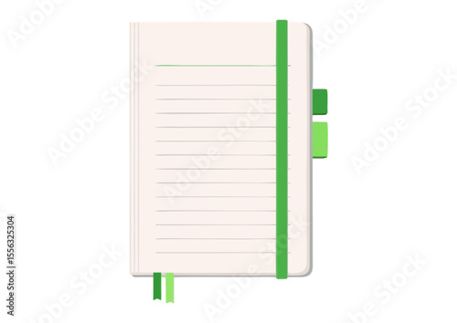 Slim refillable notebook design with green accents for sustainable note-taking