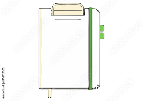 Slim refillable notebook design with green accents for sustainable note-taking