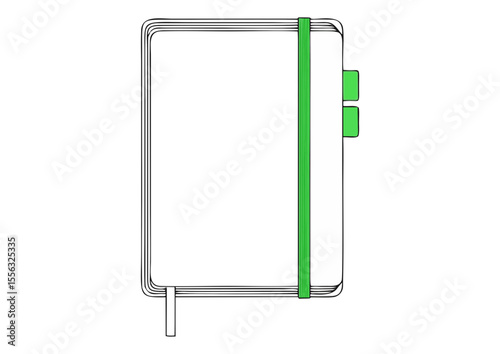 Refillable pages notebook with green accents for sustainable writing