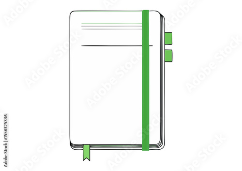 Minimalist refillable notebook with green strap for eco-friendly note-taking