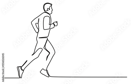 a continuous line drawing art of a man exercising and running in the morning outdoors. vector illustration