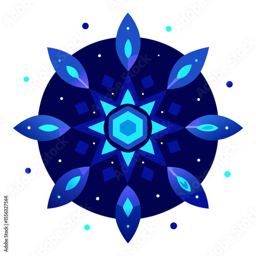 Cosmic Mandala in Crystalline Blue with Starlit Glow