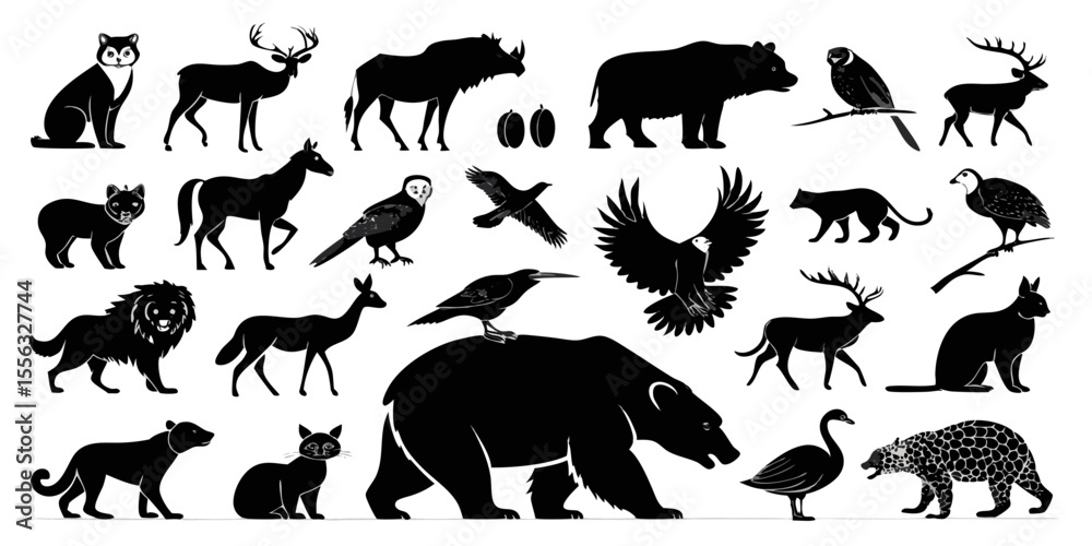 Obraz premium wild animals silhouettes
