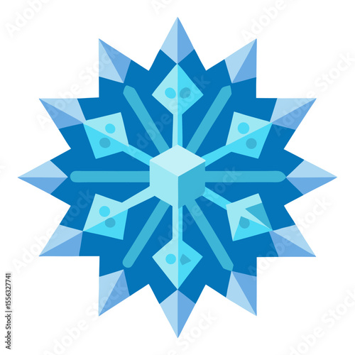 Icy Blue Snowflake Mandala with Crystalline Geometry