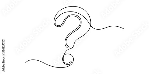 Question mark linear background. One continuous drawing of a question mark. Vector illustration, Question mark linear background. One continuous line drawing of question mark. Vector illustration.
