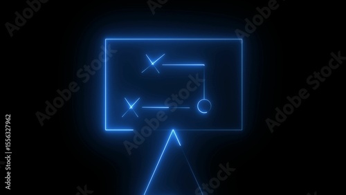 Wallpaper Mural Glowing blue neon presentation board with abstract diagram on black background Torontodigital.ca