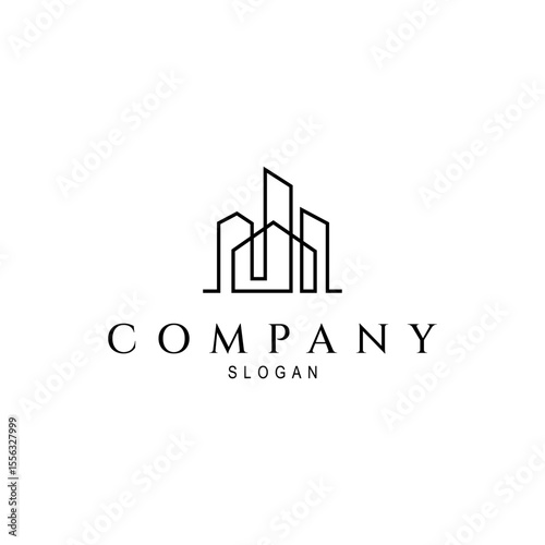 city ​​building logo in linear outline design style