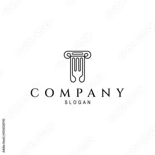 pillar logo with fork in linear design style
