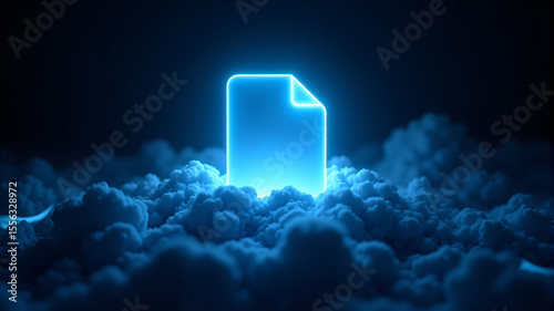 Futuristic Digital Document Icon in Cloud Environment