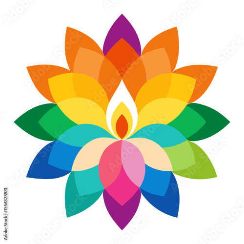 Rainbow Reverie: A Whimsical Lotus Mandala in Vivid Colors