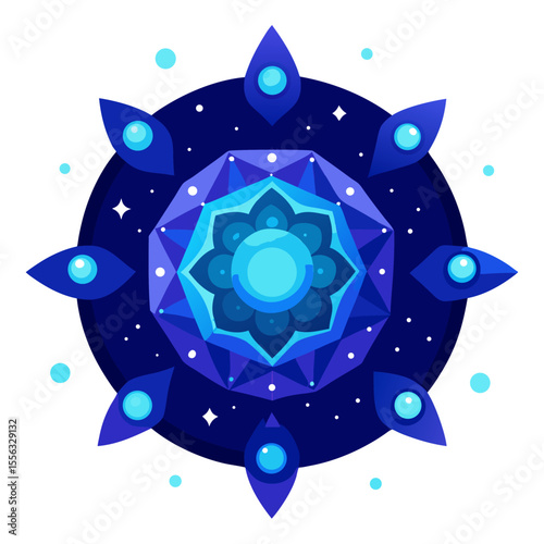 2. Celestial Blueprint ? A Cosmic Mandala in Blue Crystalline Patterns