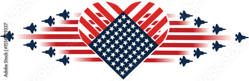 American Patriotic Sticker. USA flag