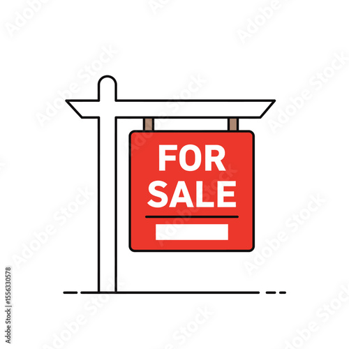A red real estate for sale sign stands proudly, a symbol of a house ready for selling or already sold