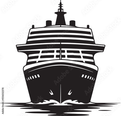 Silhouette of Cruise Ship Vector Illustration