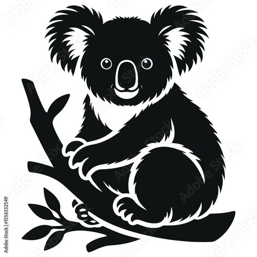 Koala Silhouette Vector on White Background