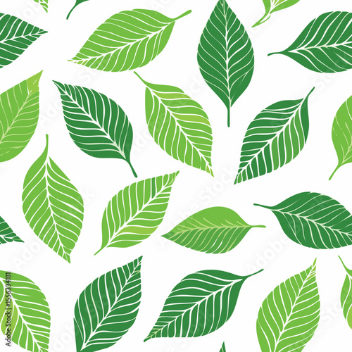 Seamless Tropical Leaf Pattern Vector - Green Banana Leaves Background Illustration