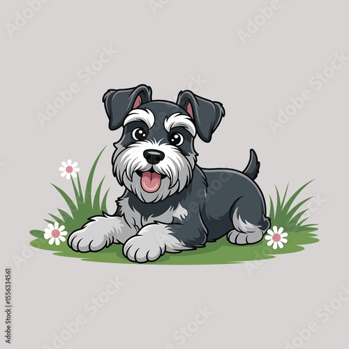 Happy Miniature Schnauzer Puppy Illustration
