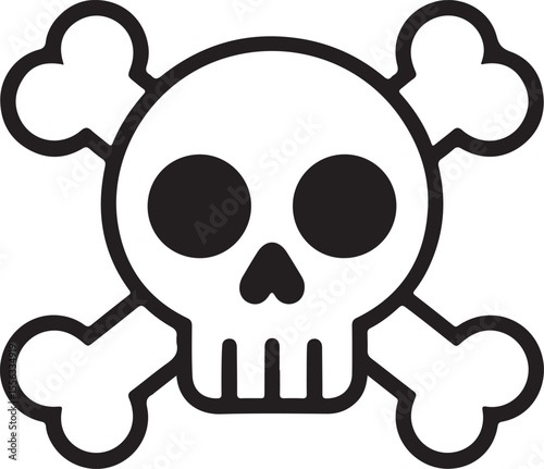 line icon crossbones skull death isolated on white background