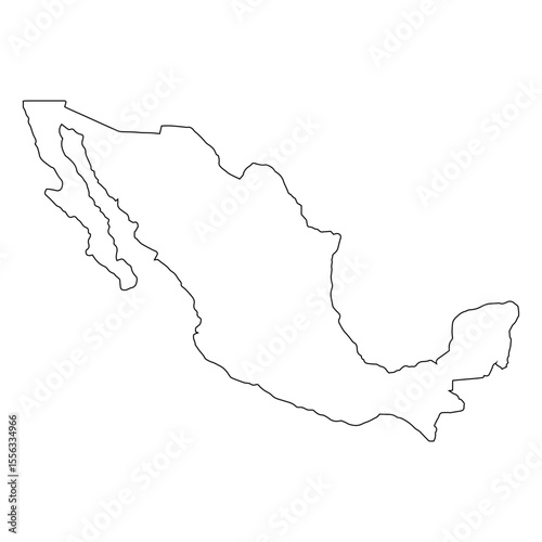 vector map of Mexico isolated on a transparent background, Detailed map of Mexico