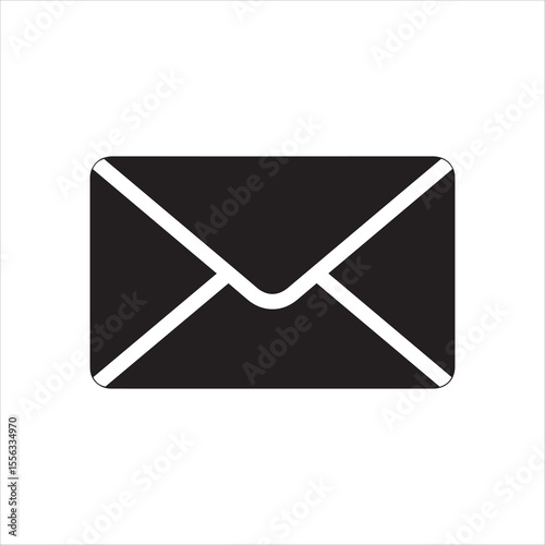 Simple black envelope icon representing communication and correspondence