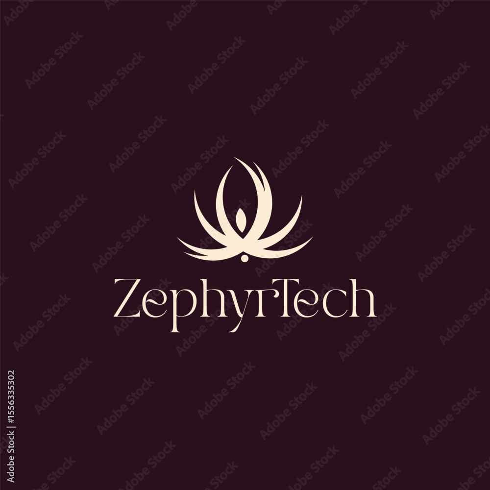 Fototapeta premium ZephyrTech Logo - Abstract Lotus for Tech Company